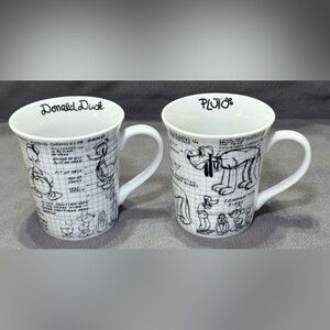 Disney Donald Duck & Goofy Sketch Book Animators Coffee Tea Mugs Cups Lot of 2